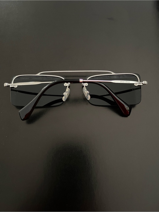 Miu Miu Crystal-Embellished Silver/Black Rimless Sunglasses, One Size main image 13